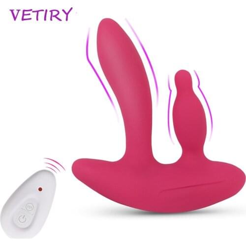 VETIRY Wearable Vibrator Dildo on Panty 11 Speed Anal Plug Vibrator Dual Motor Female Climax Sex Toys for Women Masturbation