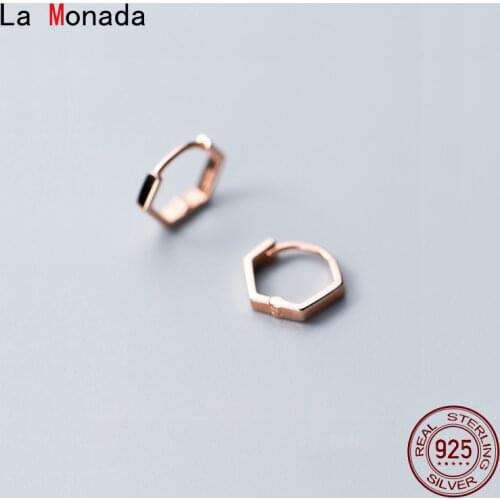 La Monada Geometry Hexagon Minimalist Woman Hoop Earrings Silver 925 Fine Jewelry 925 Sterling Silver Earrings For Women Hoops