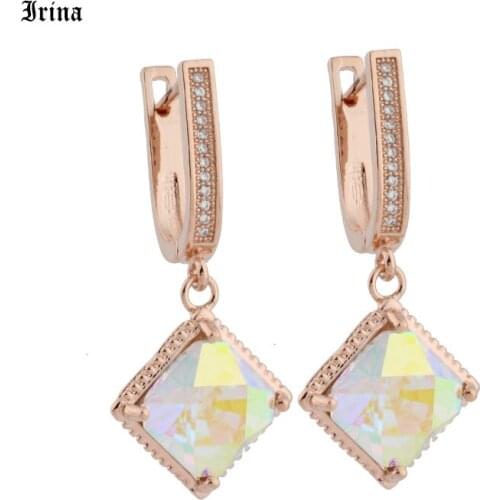 Korean Style Drop Earrings Fashion Luxury Square Design 585 Rose Gold Earrings For Women Wedding Earings fashion jewelry