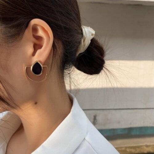 Find Me Simple Alloy Fan Shaped Oil Earrings For Women Fashion Jewelry Accessories
