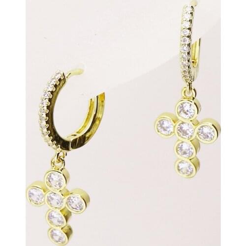 10 Pairs Fashion Round Zirconia Cross earrings drop earrings fashion jewelry earrings women earrings Cross earrings 8278