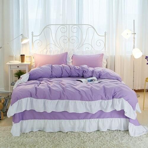 100% cotton Korean pure color Luxury Fashion Bedding set King Queen size Bedding set Duvet Cover Bedsheet Pillowcase 4pcs