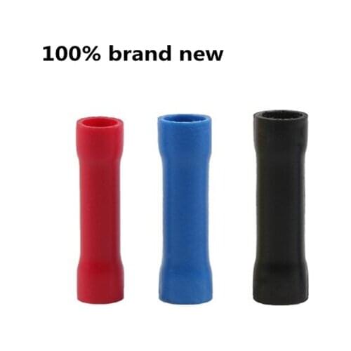 100PCS BV1.25 BV2 BV3.5 Insulated Straight Wire Butt Connector Electrical Crimp Terminals Tinned copper tube Factory