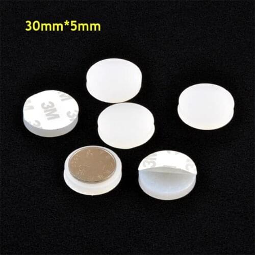 15pcs 30mm*5mm white self adhesive soft anti slip bumpers silicone rubber feet pads great silica gel shock absorber