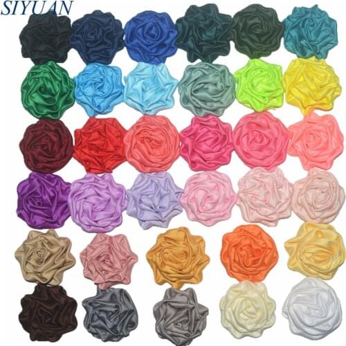 150pcs/lot 1.8'' Soft Satin Ruched Rolled Rosettes Flower WITH/WITHOUT Hair Clips DIY Craft Supplies TH247