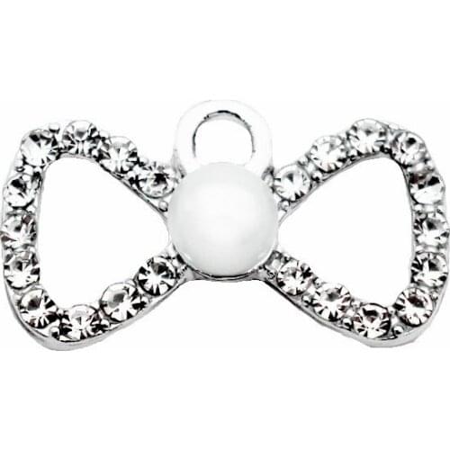 20pcs/lot Metal Hollow Out Bowknot Crystal Pearl Dangle Charms Lobster Clasp Charms For Men Bracelet Necklace DIY Jewelry