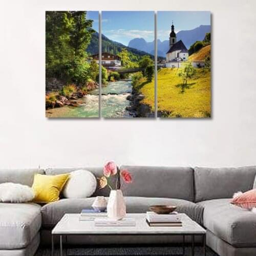 3 Pcs Old tree reflection in the night sky Painting Modern Home Decoration Living Room Bedroom Wall Decor Picture