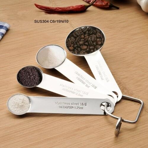 4Pcs/Set 304 Stainless Steel Measurement Tools Coffee Flour Milk Powder Measuring Spoons Set Kitchen Accessories