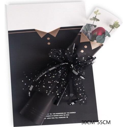 40pcs/lot Tie Pattern Single Rose Flower Wrapping Paper 30*55cm Transparent Flower Bouquet Wedding Decoration