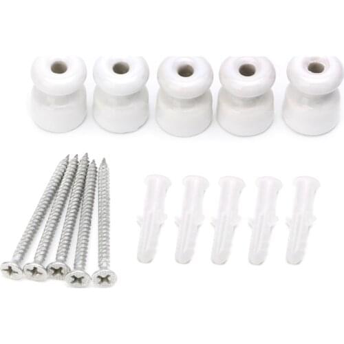 5 pieces porcelain insulator for wall wiring ceramic insulators with screw