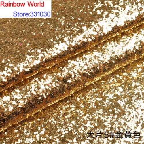 5# golden Thick Shiny Vinilic Sequin PU Leather fabric with paillette for DIY wedding decotate KTV hotel Garment(100*138cm)