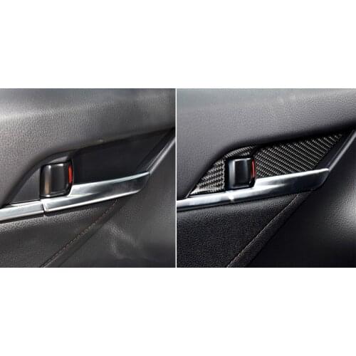 8Pcs Car Door Handle Inside Bowl Covers Sticker Auto Modified Interior Accessories Carbon Fiber For Toyota Camry 2018