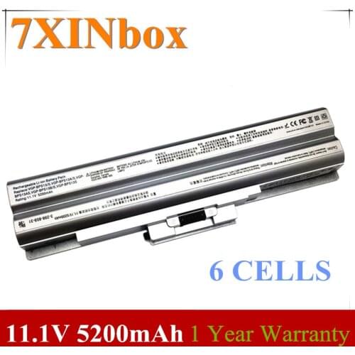 7XINbox 11.1V 5200mAh Laptop Battery VGP-BPS13 For Sony VGP-BPS13/S BPS13AS BPS13B/S BPS13A/S VGN-CS28 BPS13 VGN-CS Silver