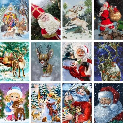 5D Diamond Painting Santa Claus Cross Stitch Embroidery Set Reindeer Full Diamond Mosaic Home Decoration Christmas Gift