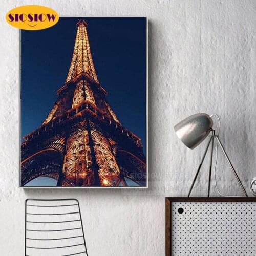 5D DIY Diamond Painting Night Sky Eiffel Tower Scene Full Drill Round 3d Pictures Mosaic Embroidery Cross Stitch Kits Decor Home