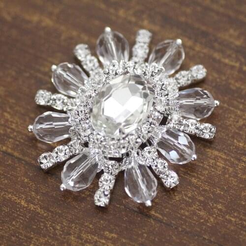 New style white crystal rhinestone applique silver or gold base sew on flower rhinestone strass for dance dress party bags decor