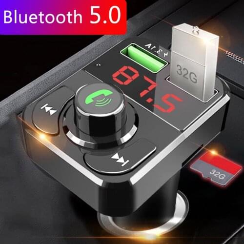 JINSERTA In Car Bluetooth FM Transmitter Handsfree Kit Dual USB Charger Support U Disk TF Flash music play Audio receiver