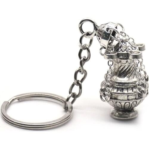 Incense burner KeyChains Metal Key Chain Ring Christian Church Gift Religious Keychains