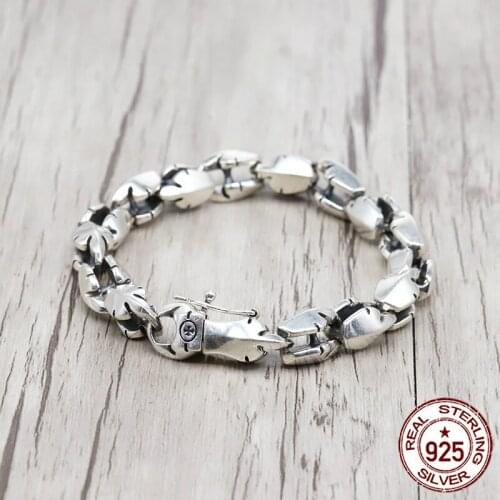 100% S925 sterling silver bracelet wild personality fashion retro punk style flame bird smooth face to send a gift of love 2018