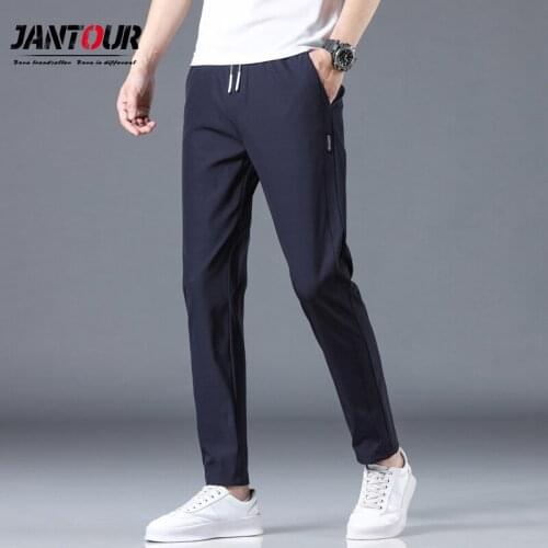 2020 New Summer Mens Casual Pants Men Trousers Male Pant Slim Fit Work Elastic waist Light Thin Cool Trousers male