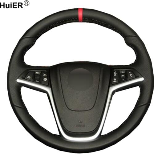 Hand Sewing Car Steering Wheel Cover Red Marker For Opel Mokka 2013 - 2016 Opel Insignia 2009 - 2013 Astra J 201 0- 2015 Meriva