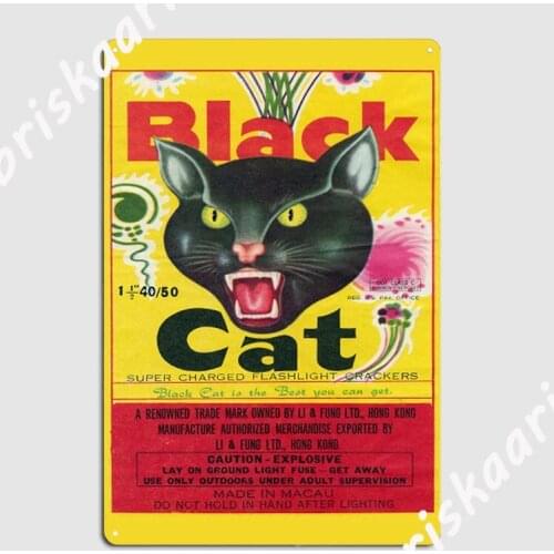 Black Cat Firecrackers Metal Sign Mural Painting Wall Cave Home Customize Tin sign Poster