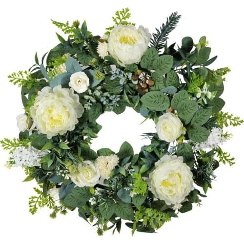 Silk Peony Artificial Flowers Wreaths Door Perfect Quality simulation Garland For Wedding Home Party decoration DIY Party Leaf