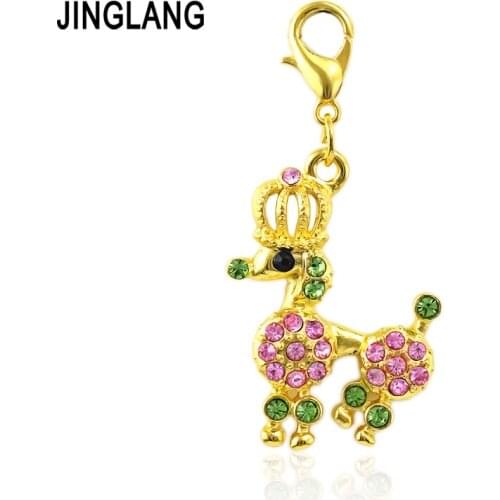 JINGLANG Vintage Metal Dog Charms Shape Charms for Jewelry Fashion Handmade Decoration Key Pendant Charms 12 Pieces