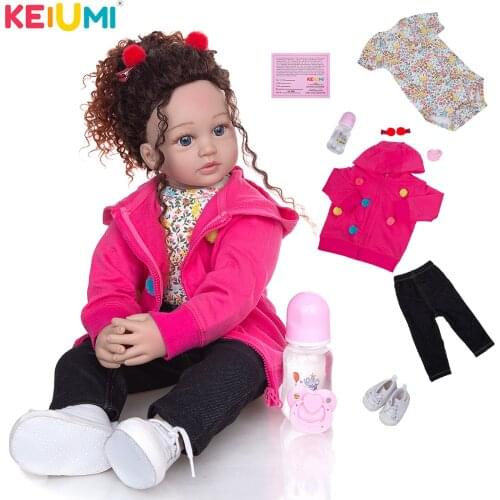 KEIUMI Lovely 24 Inch Reborn Baby Girl Doll Cloth Body Baby Princess Cute Toy Newborn Bebe Doll For Childrens Day Gifts