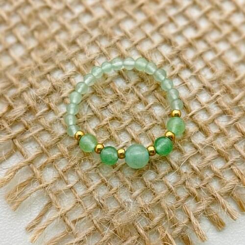 Natural Gems Stone Finger Rings for Women Gift for Women Stainless Steel Beads Halloween Natural Stone Jewlery for Women