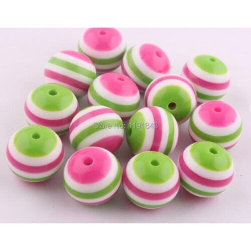 Kwoi vita AAA Quality Chunky Round 20MM Lime Pink White Strips Color 100pcs Resin Strips Beads Jewelry