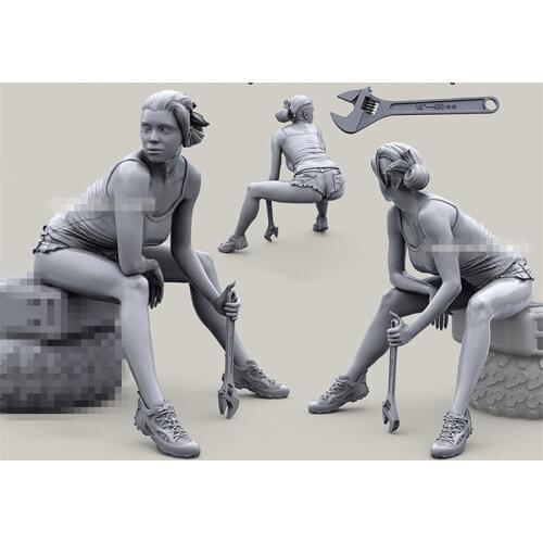 1:35 Scale Modern American Army Sexy Female Repairman 2 People Scene Miniatures Unpainted DIY Assembling Static Resin Model Kits