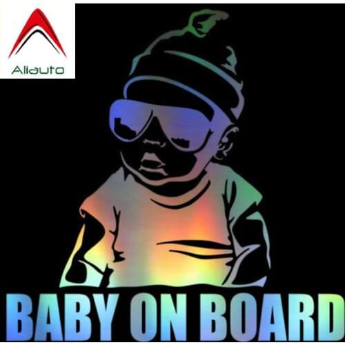 Aliauto Cartoon Lovely Car Sticker Baby on Board Auto Decoration Funny Reflective Laser 3D Vinyl Decal Waterproof,15cm*8cm