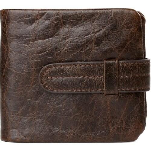 Genuine Cowhide Leather Mens Wallets Vintage Cross Vertical Style Inside Zipper Bifold ID Credit Card Holder Coin Pocket Purses