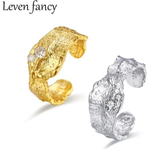 Irregular Design Real 925 Sterling Silver Punk Jewelry Bohemia Birthday Gift Femme Inlay Cubic Zirconia CZ Rings for Women