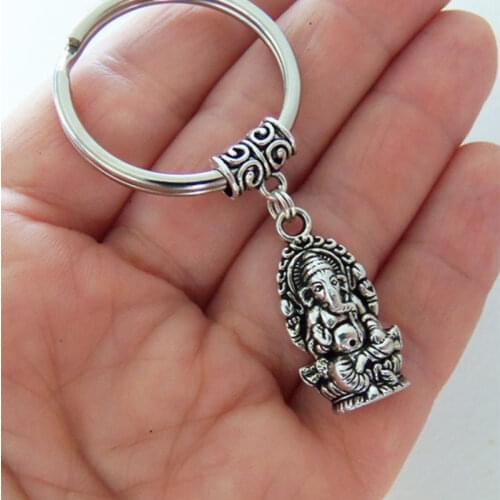 New Fashion Ganesha keychain, sacred elephant,lord of success, Buddha key ring key holder DIY Men Car Key Chain Holder For Gift