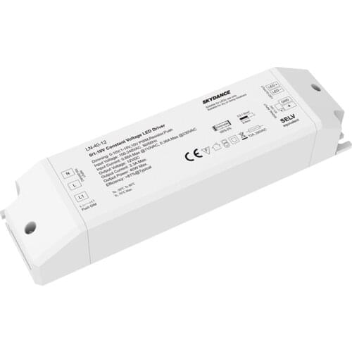 New 0-10V 1~10V Led Dimming Driver;100V-240V Input;40W 24V 12V Output Led Single Color Strip Dimmable Power Driver PWM Push Dim