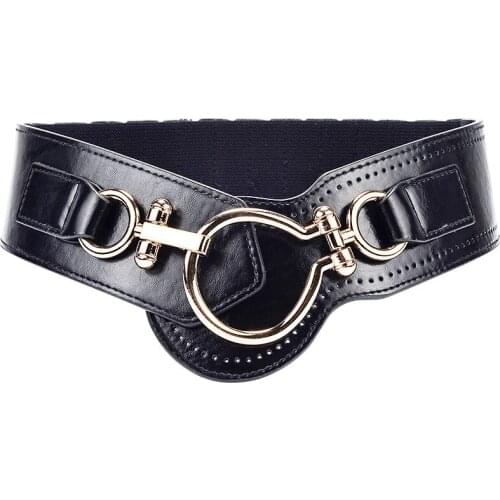 New style red elastic belt with down jacket, close-up girdle, simple wide belt, brown-black with fur trench coat