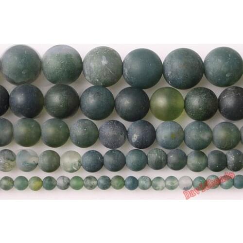 Wholesale Natural Stone Beads Forst Matte Moss Agates Beads 4 6 8 10 12mm Fit Diy Necklace Bracelet Jewelry Making