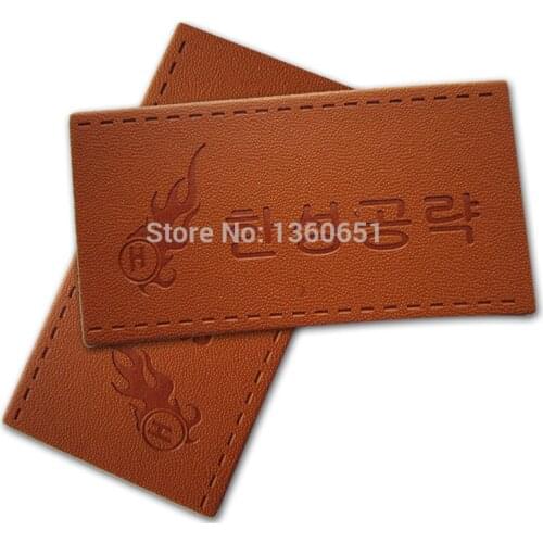 Wholesale customized Garment Shoes Jeans embossed/deboss PU Leather Label with logo & trademark