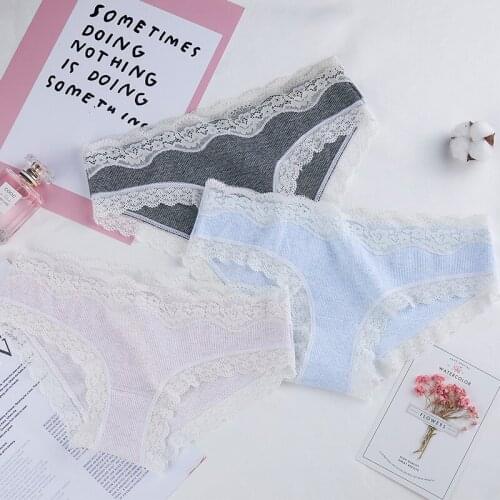 Autumn Briefs Women Cotton Lace Seamless Panties Tangas Underwear Women Sexy Bowknot Thongs And G Strings 6 Colors