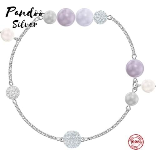 PANDOO Fashion Charm Pure 925 Silver Original 1:1 Copy, Modern Fashion Small Fresh Pearl Female Luxury Jewelry Gifts