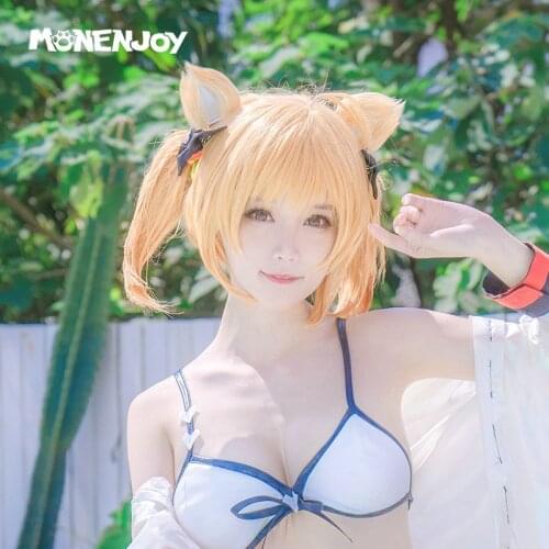 Monenjoy Arknights Sora Cosplay Wig Coral Coast Yellow Cos Hair