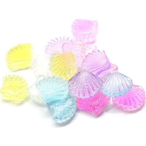 Transparent Clear Colors Flatback 21mm Shell Resin Rhinestones Flatback Cabochon Glitter Rhinestones For Clothes Garmen