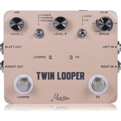 Rowin Twin Looper Station Electric Guitar Effect Pedal Loop Station for Guitarists Golden True Bypass Aluminum Alloy Shell