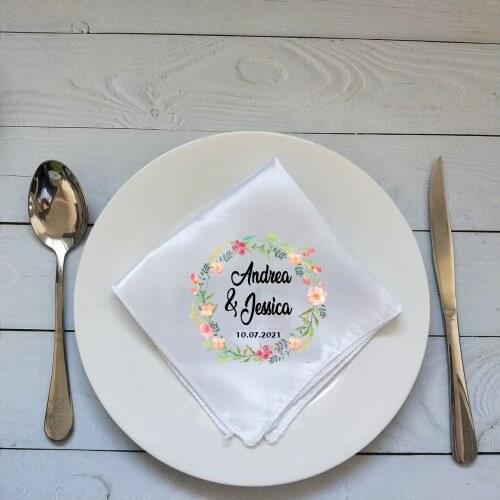 Floral Wedding Napkins Personalised Wedding Napkins Personalized Bridal Shower Napkins Custom Logo Dinner Table Decor Napkins