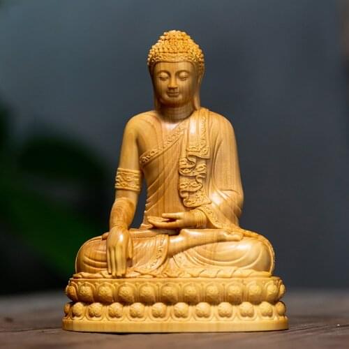 Boxwood 10CM Thailand Sakyamuni Buddha Statue Gifts Wood Figures Buddha Statues Home Decoration Collection Ornaments