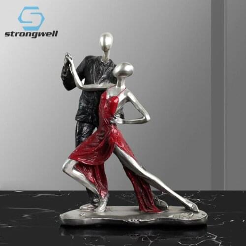 Strongwell European Retro Dancing Characters Resin Lovers Figurines Sculpture Home Bedside Decoration Wedding Gift Crafts