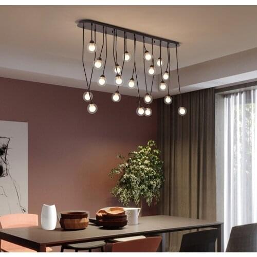 LED Chandelier Ceiling Modern Creative G9 Glass Ball Hanging Lights For Dining Living Room Kitchen Home Deco Multi-Head Fixtures