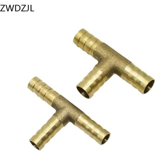 T-Shape Brass Barb Hose Fitting Tee 8mm 10mm 3 Way Hose Tube Barb Copper Barbed Coupling Connector Adapter 2pcs